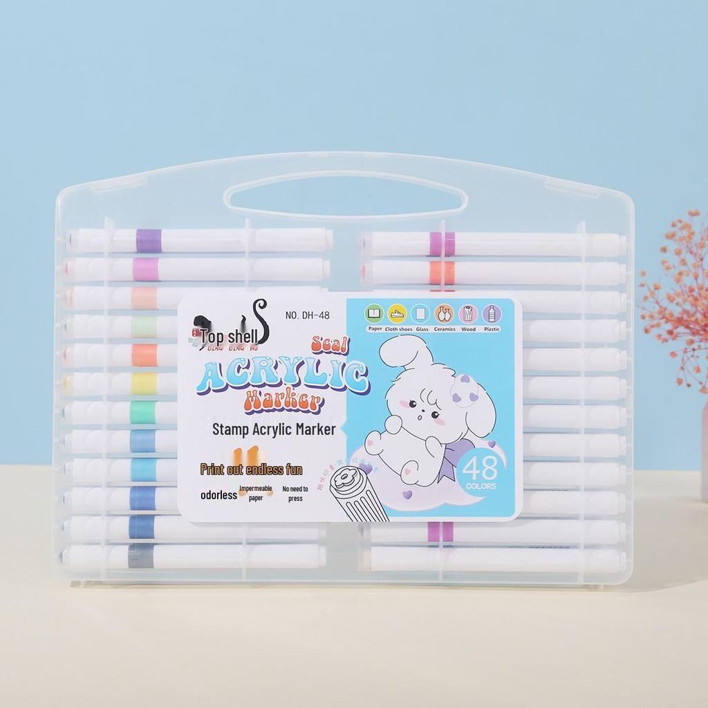 Waterproof Acrylic Marker Set: 12/24/36/48 Colors Opaque, Layerable Pens for Students