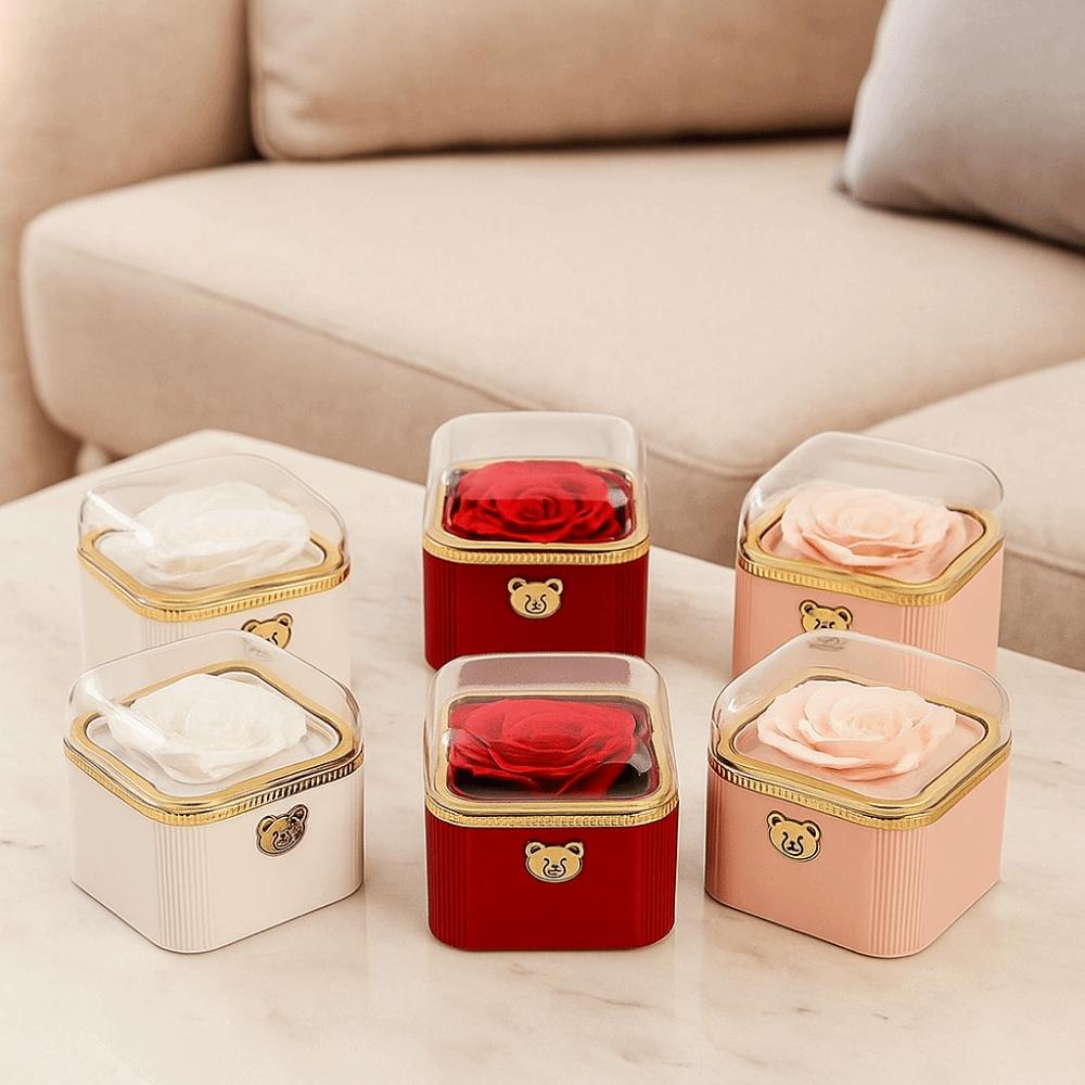 Cute Rotating Rose Box Romantic Surprise Jewelry Storage Box Necklace Storage Case  Mother's Day