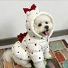 Soft Warm Material Pet Onesie Dress Cozy Fabric Red Bow Pet Clothes Full Body Coverage Zipper cotton-padded jacket Winter Season