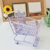 Hollow Shopping Cart Storage Metal Desktop Stationery Holder Portable Mini Storage Basket  Office
