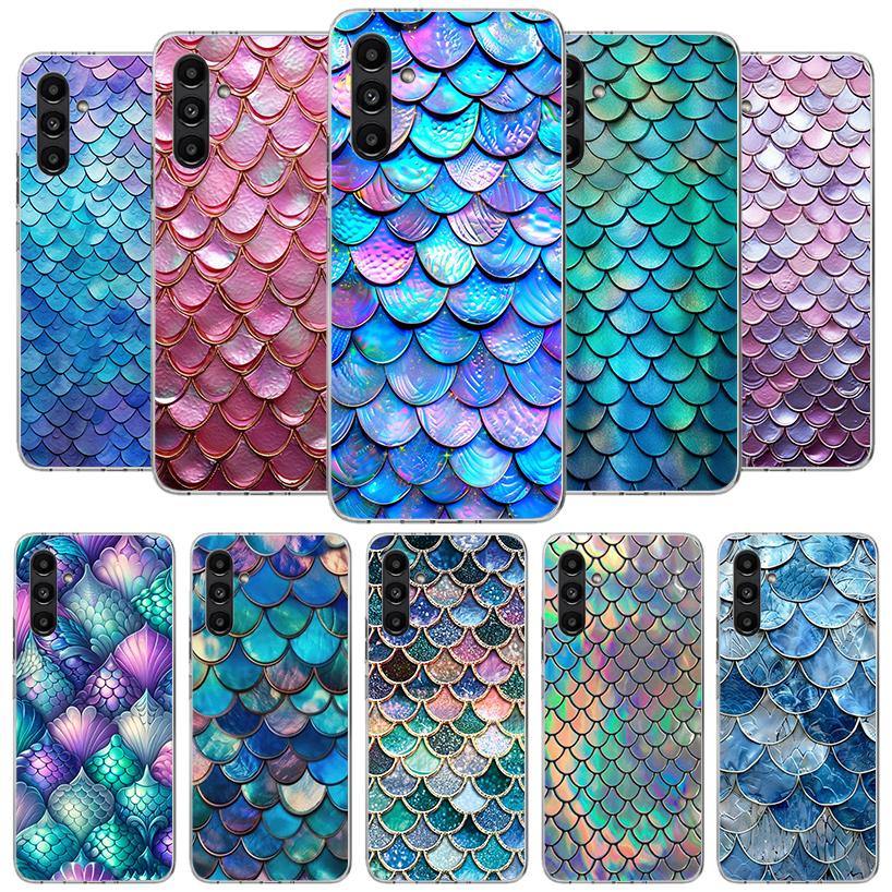 Fish Scale Pattern Mermaid Phone Case For Samsung Galaxy A17 A37 A57 A16 A26 A36 A56 A15 A25 A35 A55 A14 A24 A34 A54 A13 A23 A33