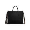 New Cross Grain Leather Canvas Tote Shoulder Bag, Crossbody Bag, Handbag Large Size Women's Black CJ844-BLK