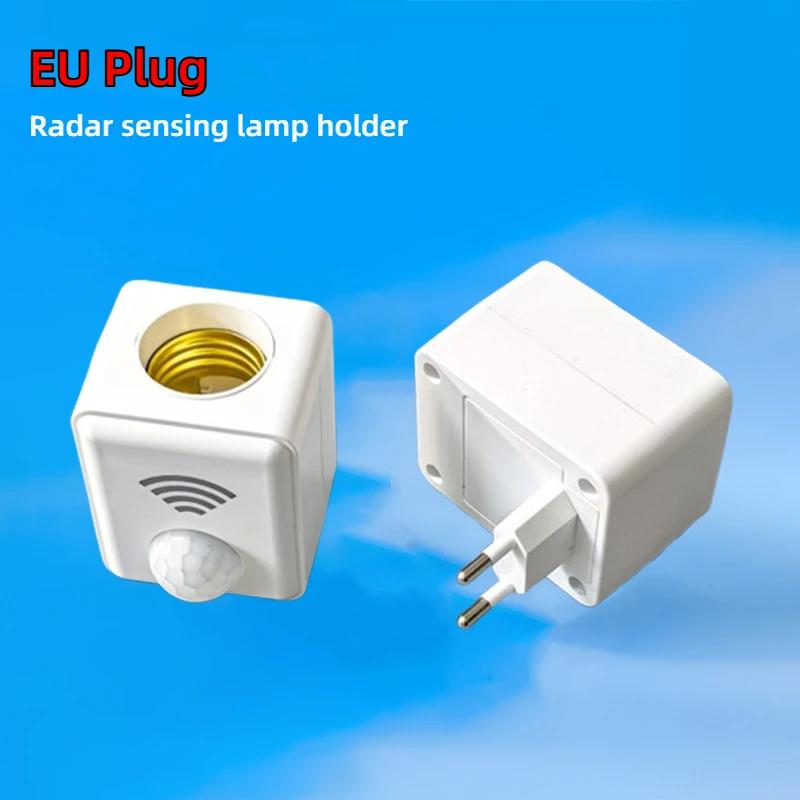 E27 LED Lampensockel EU/US Stecker mit Bewegungssensor PIR Radar Induktionslichthalter Fassung Adapter Konverter Einstellbar