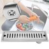 Large   Stainless Steel Rectangle Shower Floor Drain Bathroom Drainage Gully(mid Drainage)