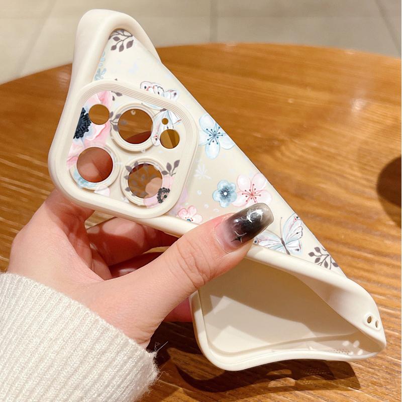 Flowers Pattern Phone Case For iPhone 16 Pro Max 16e 15 14 13 12 11 XR XS 8 7 ShockProof Soft TPU Silicone Cover Fundas