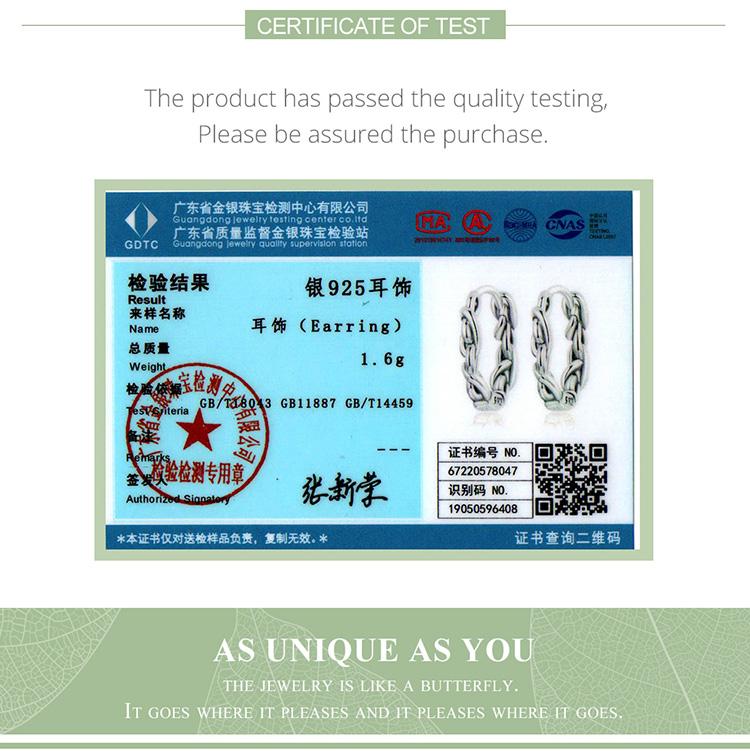 WOSTU Vintage 925 Sterling Silver Twisted Knot Hoop Earrings for Women Fine Jewelry Statement Silver Ear Buckles Gift