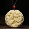 Dragon and Phoenix Ivory Nut Pendant Necklace - Versatile and Auspicious Valentine's Day Gift for Couples