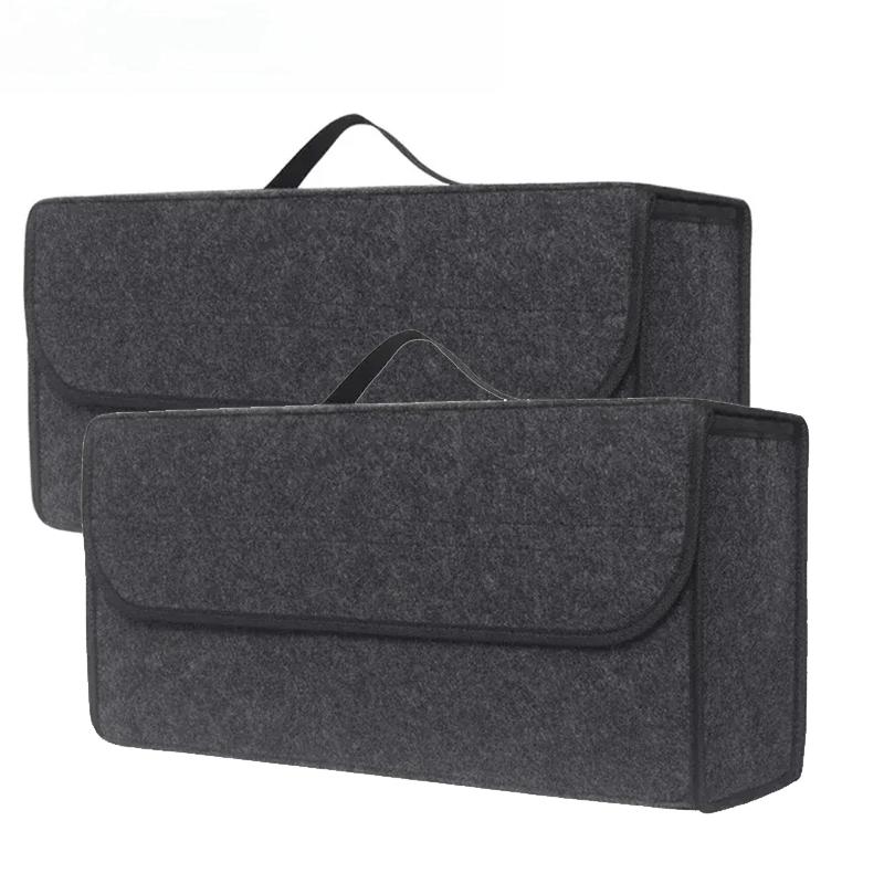 1/2pc Foldable Car Trunk Storage Box Large Capacity Anti Slip Felt Cloth Car Interior Tidy Container Boot Storage Organizer Bag