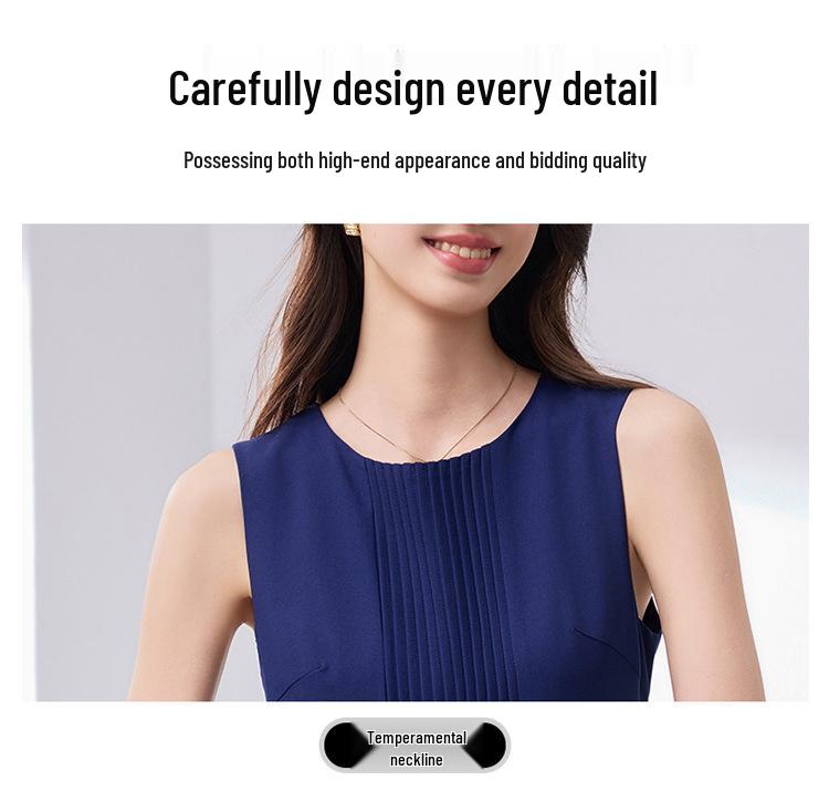 Black Sleeveless Cinched Waist Mid-Length Hepburn Style Dress