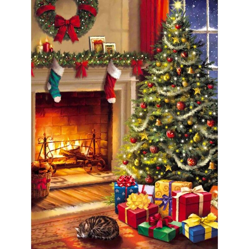 5D DIY Diamond Painting Christmas Tree Diamond Embroidery Cross Stitch Crafts Full Round Drill Home Decor Christmas Gift