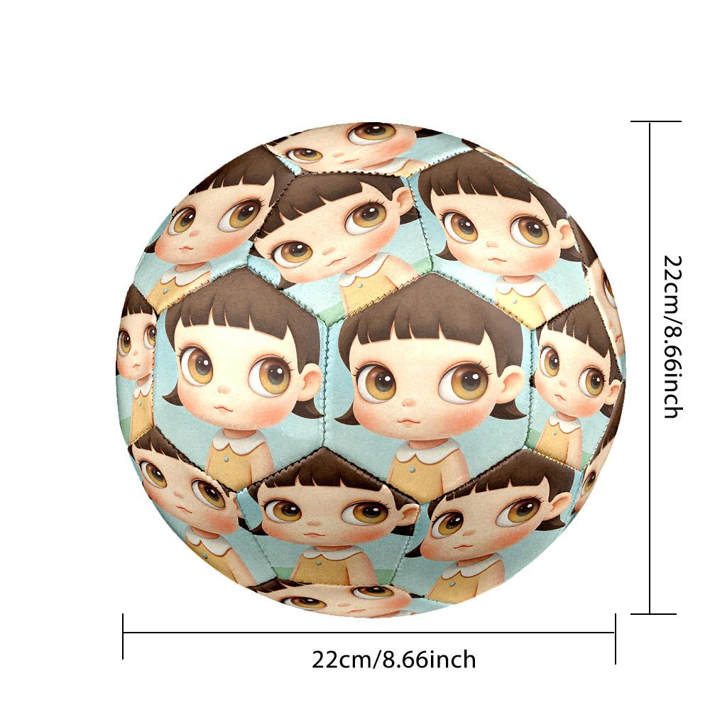 1pc Whimsical Doll Portrait Themed Soccer Ball, Size 5, Lightweight PVC Material, Outdoor Training Soccer Ball Gift. Q6221