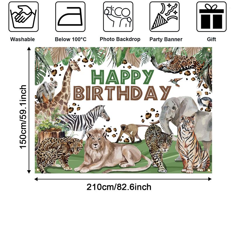 LS Photography Background Wildlife 1st Birthday Party Jungle Floral Decor Props Baby Shower Kids Portrait Photo Backdrop Studio