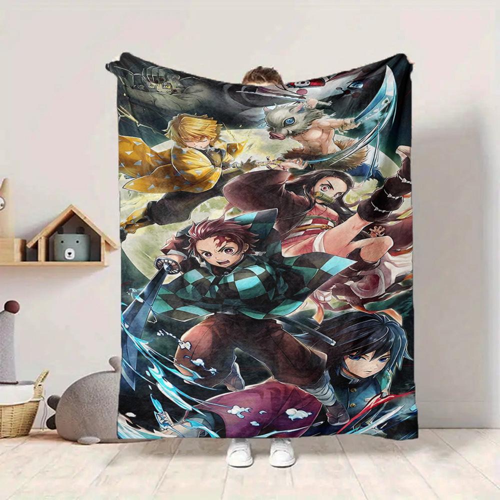 1pc Demon Slayer Characters Soft & Warm Flannel Blanket, Multi-Purpose Throw Blanket for Couch, Sofa, Office, Bed, Camping, Travel