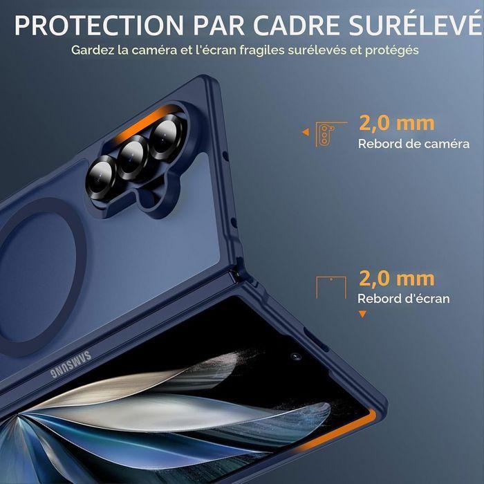 Coque pour Samsung Galaxy Z Fold 8 Ultra, Antichoc avec Cercle Magnétique - Bleu Foncé Translucide