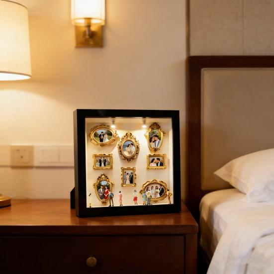 DIY Mini Museum Silhouette Light And Memory Display Silhouette Figurines Custom Box with Box Frame Kit