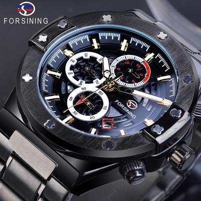 Three Dial Calendar Display Men Automatic Wrist Watch Luxury Military Sport Male Clock