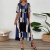 Women's Dresses Casual Printed V-Neck Short Sleeve Loose Long Dresses