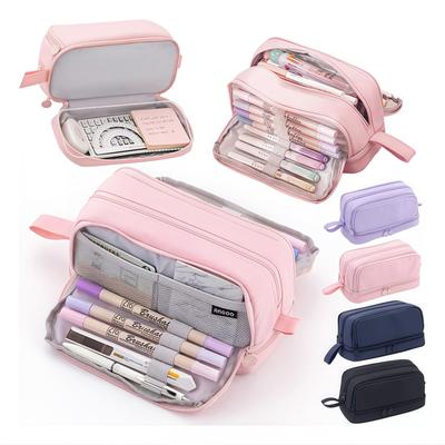 Large-Capacity Portable Pencil Case Minimalist Multi-Compartment Pencil Case Stationery Organizer Desktop Storage Pouch