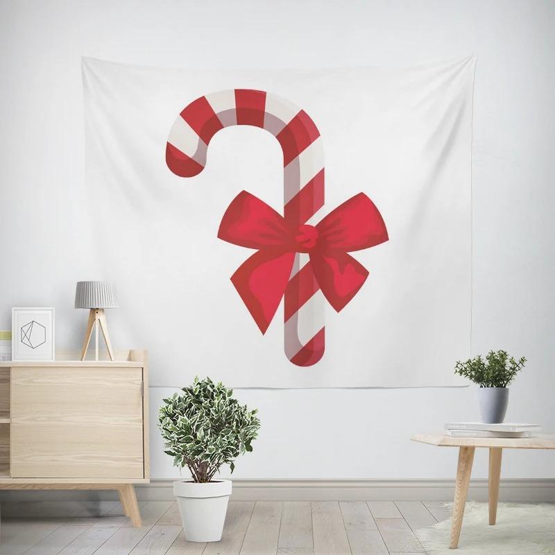 

Рождественский новогодний узор с конфетами Гобелен для гостиной, дивана, салона автомобиля, декоративный гобелен 100x75cm