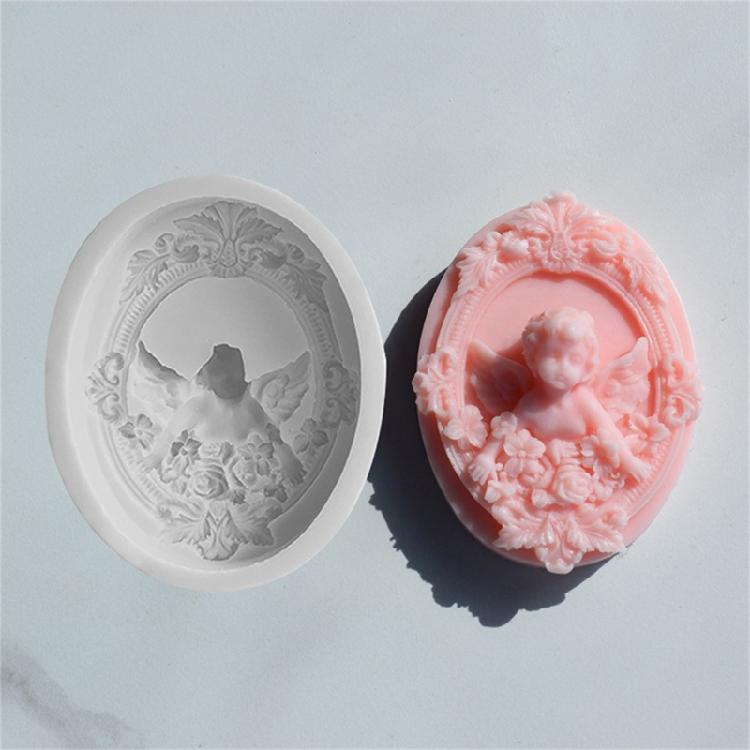 Oval Angel Candle Mold Clay Plaster Resin Craft Decorations DIY Epoxy Resin Aromatherapy Candle Soap Silicone Mould