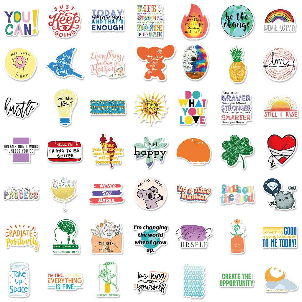 200 Ins Small Fresh English Text Stickers, Skateboard Guitar Suitcase Waterproof Inspirational Stickers