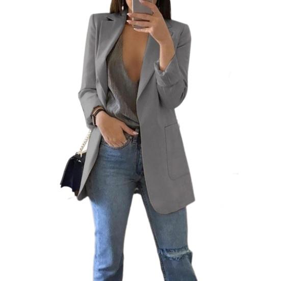 Cappotto da Donna Giacca da Abito Revers Manica Lunga Davanti Aperto Giacca da Abito Tinta Unita Tasche Grandi Stile Pendolare