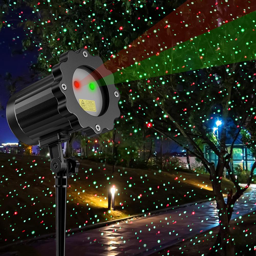 Dynamic Red & Green Starry Sky Laser Projector Light with Remote - Christmas and Outdoor Firefly Stage Display
