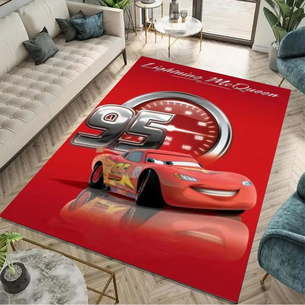 Cars Lightning McQueen Themed Rug Vibrant Race Car Floor Mat for Boys Room Bedroom Playroom Energetic Decor Carpet
