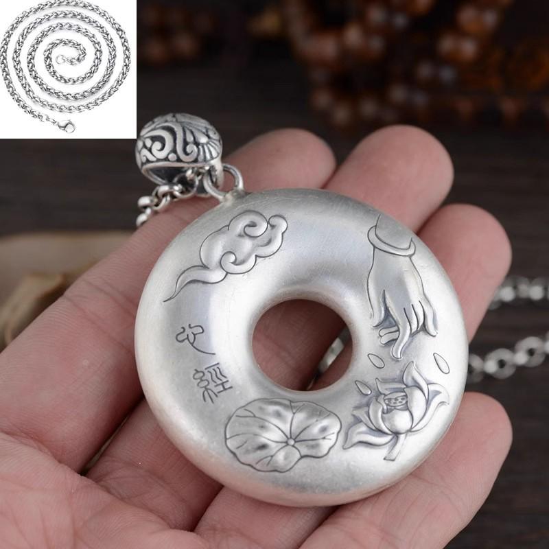 Copper Hollow Jackfruit Heart Sutra Pendant Necklace Men Women Vintage Boho Style Charm Chain