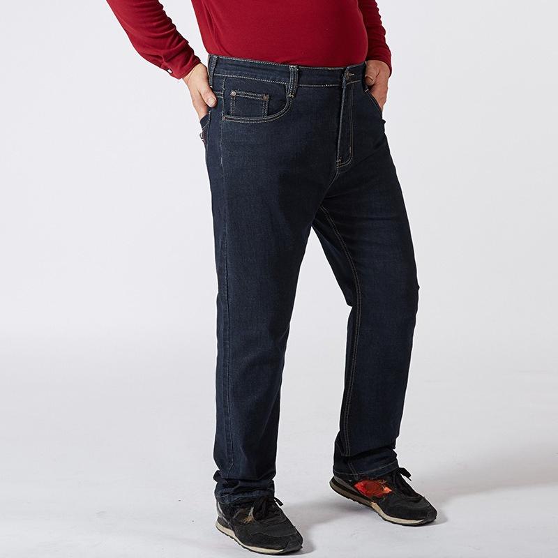 Autumn/Winter New Arrivals: Plus Size Men's High-Waisted Slim-Fit Skinny Jeans Stretchy Thick-Wale Trousers for Larger Builds