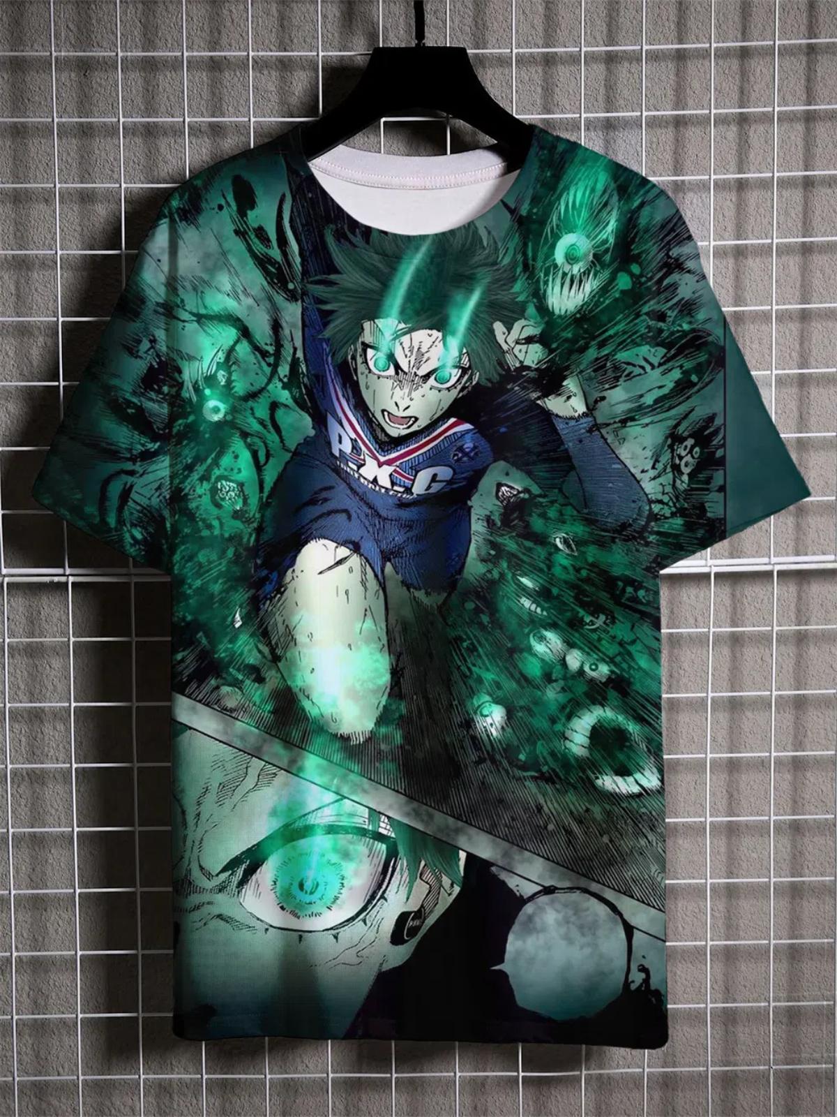 

Новая мужская футболка Anime Blue Lock с 3D-печатью, повседневная мода, с короткими рукавами, свободная уличная одежда в стиле аниме L