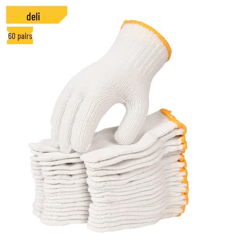 Deli Heavy-Duty Thickened Cotton Work Gloves (60 Pairs) L белый
