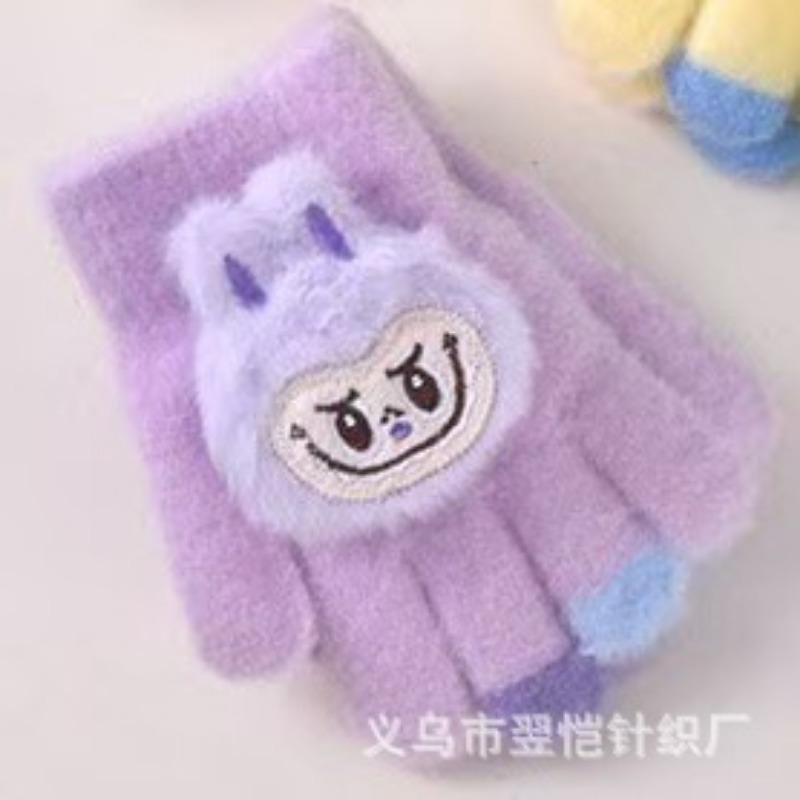 Autumn and Winter New Children's Cute Girls and Boys Gloves Full-finger Children's Five-finger Warm Thickened Gloves