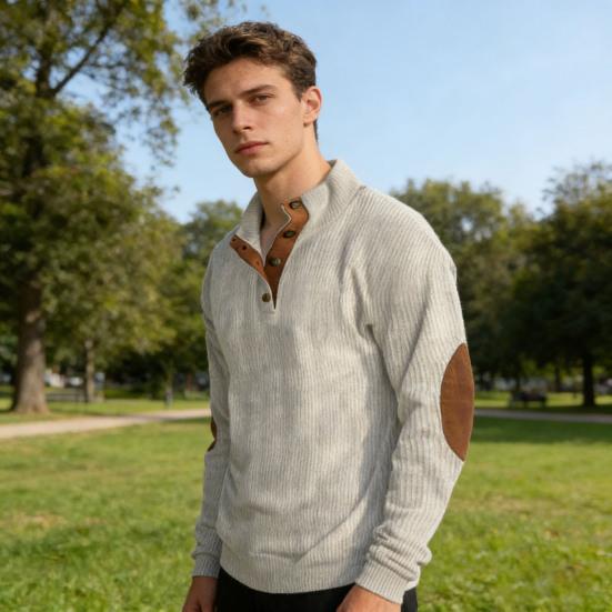 Men Tops Stand-Up Collar Buttons Half Placket Long Sleeve Pullover Tops Lightweight Loose Fit Casual Shirt Daily Wear