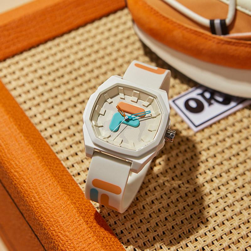 FILA Dopamine Series Watch Quartz Movement Silicone Strap White Dial Casual Retro Versatile Sport Cute Macaron Unisex watch FLM38-6105-007