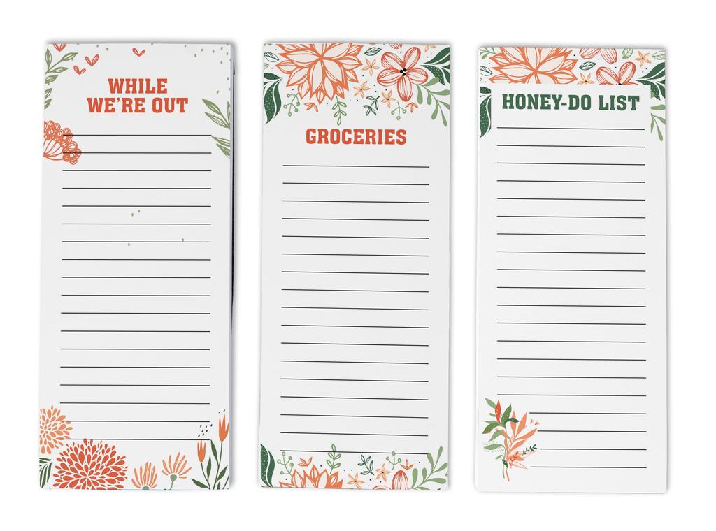 Inkdotpot Balení 3 magnetických poznámkových bloků na lednici – magnetické poznámkové bloky do chladničky-  (50 listů