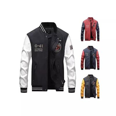 Autumn and Winter New Leather Jacket Men's Fleece Motorcycle Leather Jacket Trendy Youth Baseball Jersey Embroidered Leather Jacket