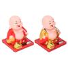 Buddha Figurine Eco Friendly Auspicious Smiling Eyes Monk Decoration Auto Shaking Hand Solar Power Energy Saving for Indoor