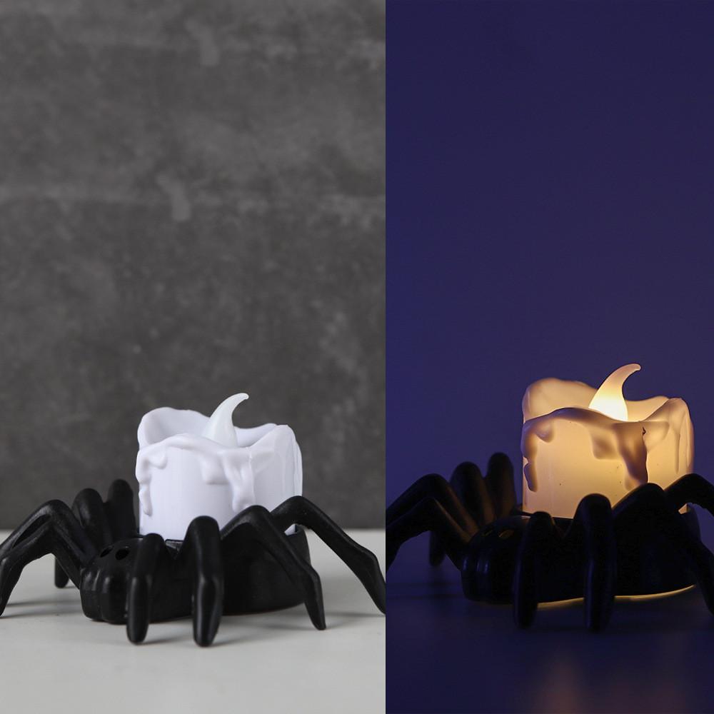 

Halloween pumpkin lantern atmosphere layout decoration props LED electronic candle lamp luminous spider night light 5*8.5*7cm білий