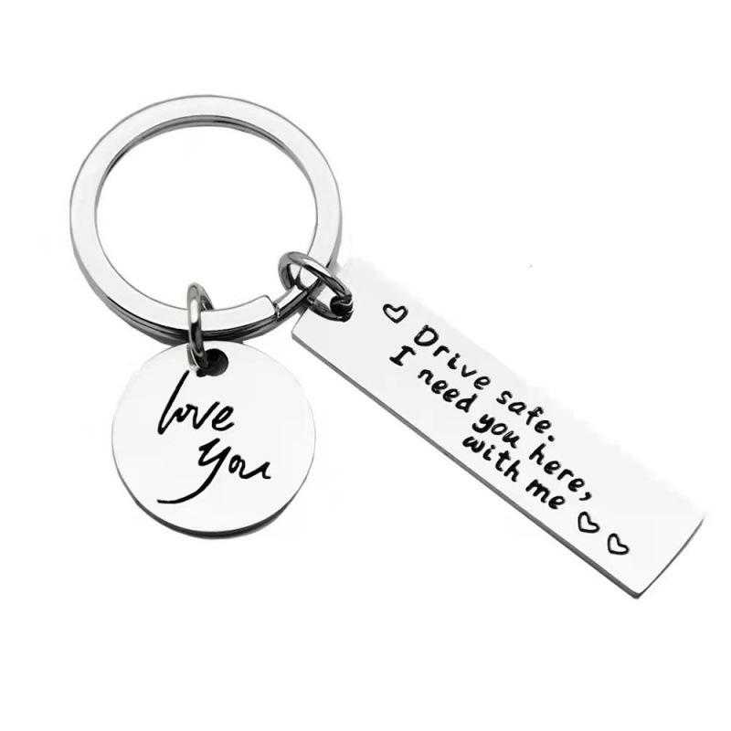Stainless Steel Drive Safe Engraved Keychain - Creative Holiday Gift 12x50MM