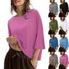 Damen Lockerer Casual Pullover mit Rundhalsausschnitt und Dreiviertelärm Leichtes Weiches Gewebe Bequem für den Alltag