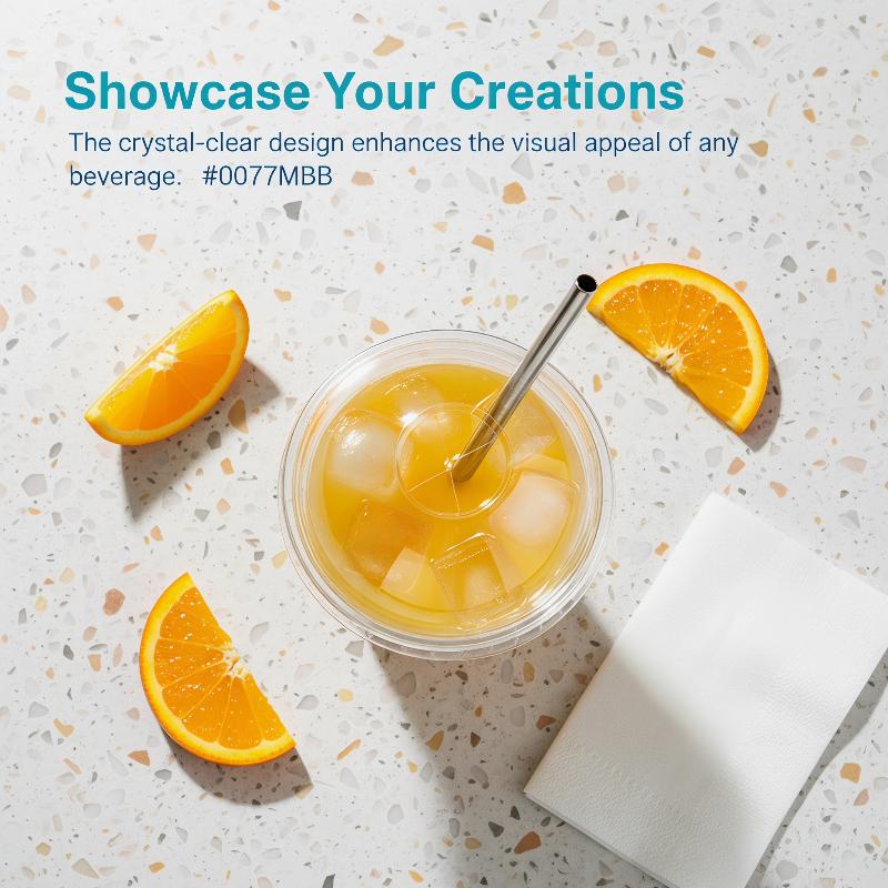 10Pcs Disposable Clear Plastic Cups With Lid Or 100 Straws For Fruit Juice Milk Tea Iced Coffee Cold Drinks Takeaway Party Use