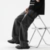 LKTM Men's Japanese Retro Multi-Pocket Workwear Jeans - Loose Straight Wide-Leg Pants