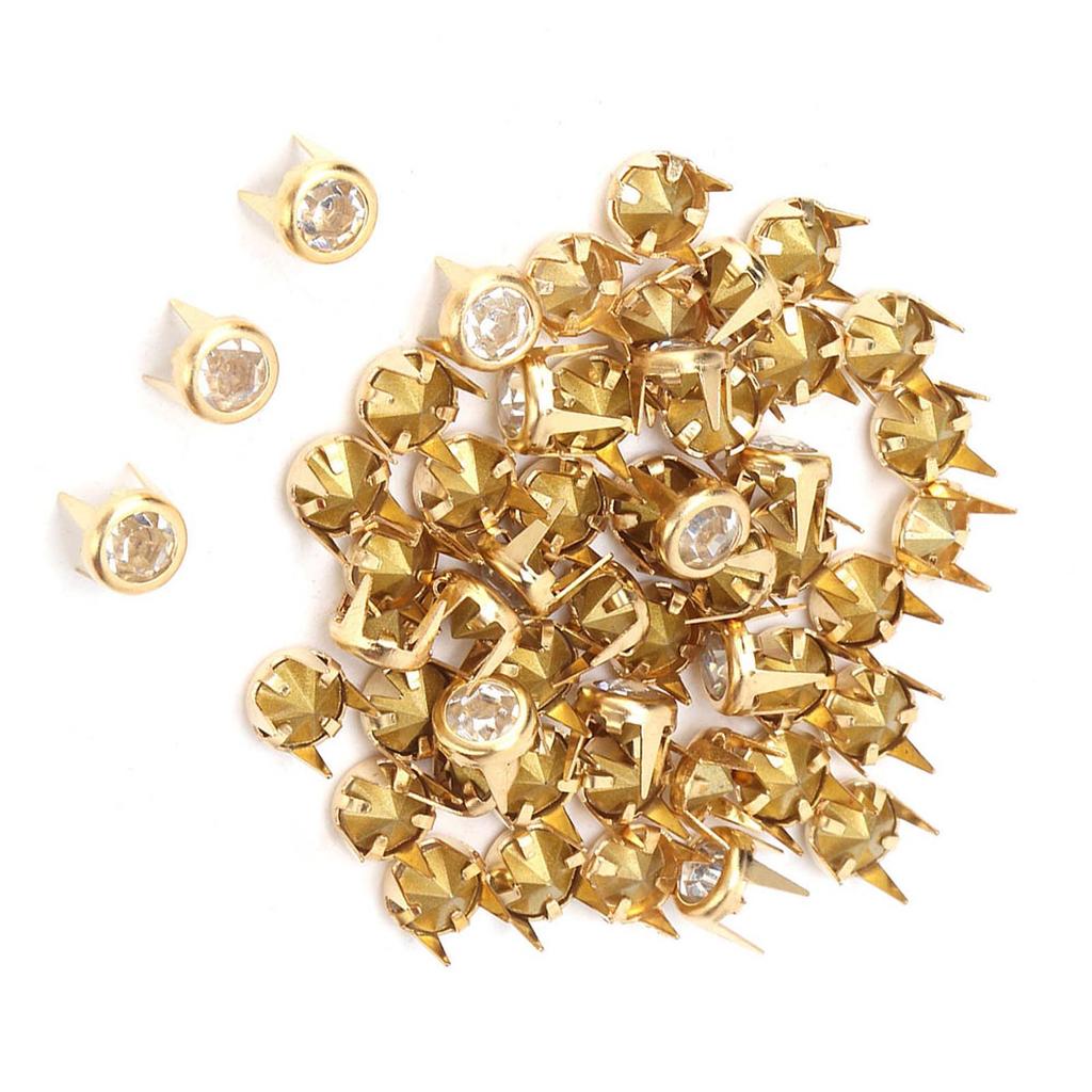 50PCS 6mm Colorful Round Claw A Grade Rhinestones for Crafts Decoration(Sliver)
