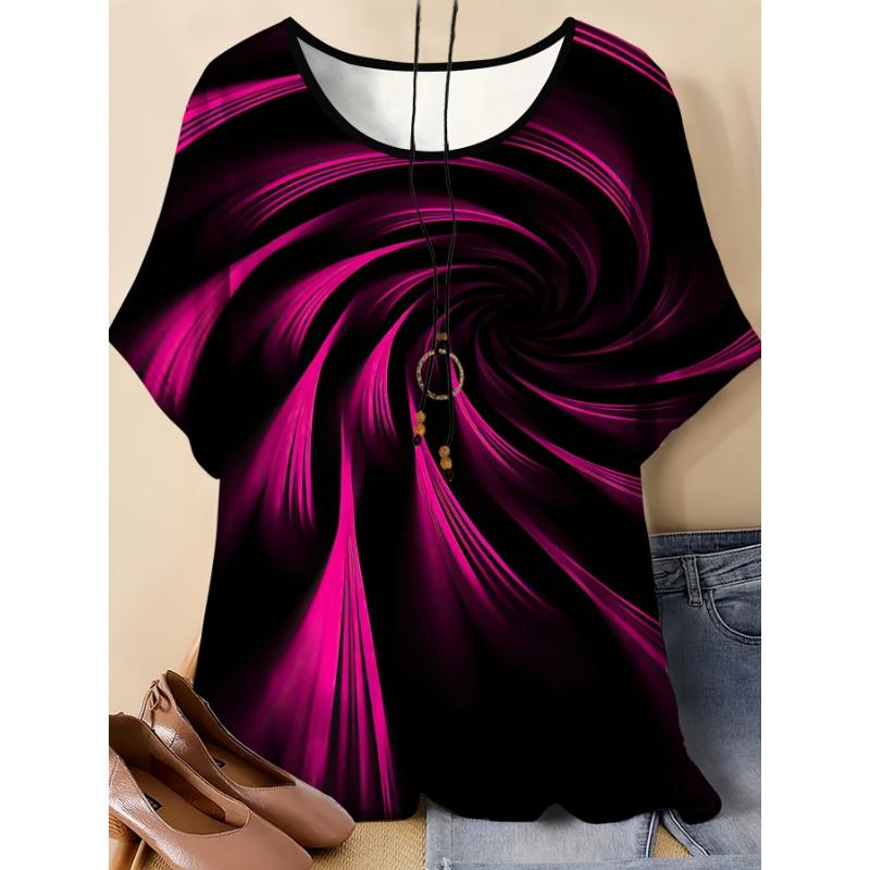 Plus Size--Women's Round Neck Short Sleeve T-Shirt