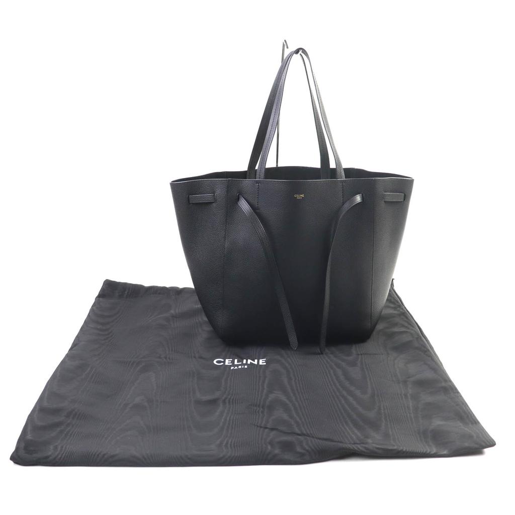 Excellent CELINE Tote Bag Kava Phantom Small With logo black Soft grain calf Women 18902 Used
