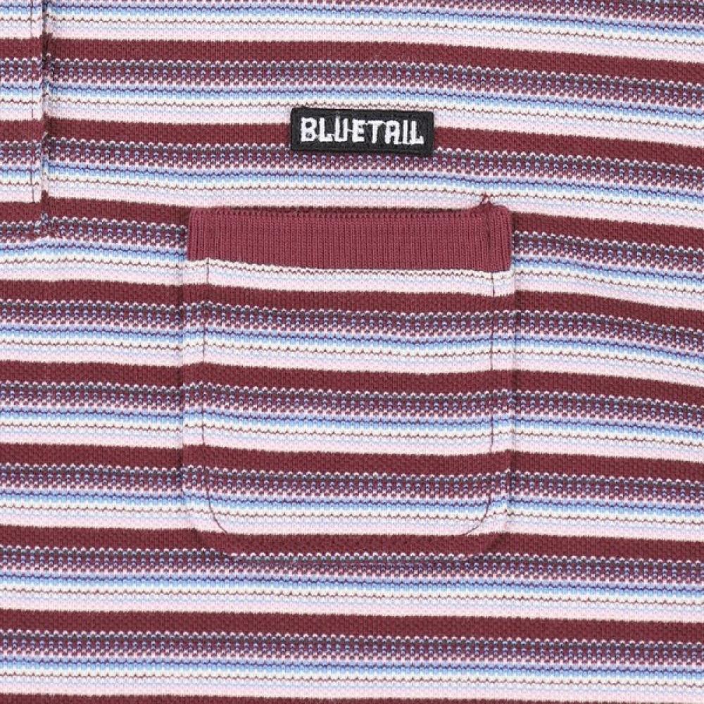 BlueTail STripe Collar Wine Crop ShorT Sleeve T shirT azb2Ts05wn