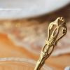 2 Stück Vintage Löffel Gabel Set Edelstahl für Kaffee Tee Snacks Obst Dessert Küchenwerkzeuge Teelöffel Kaffeezubehör Gold