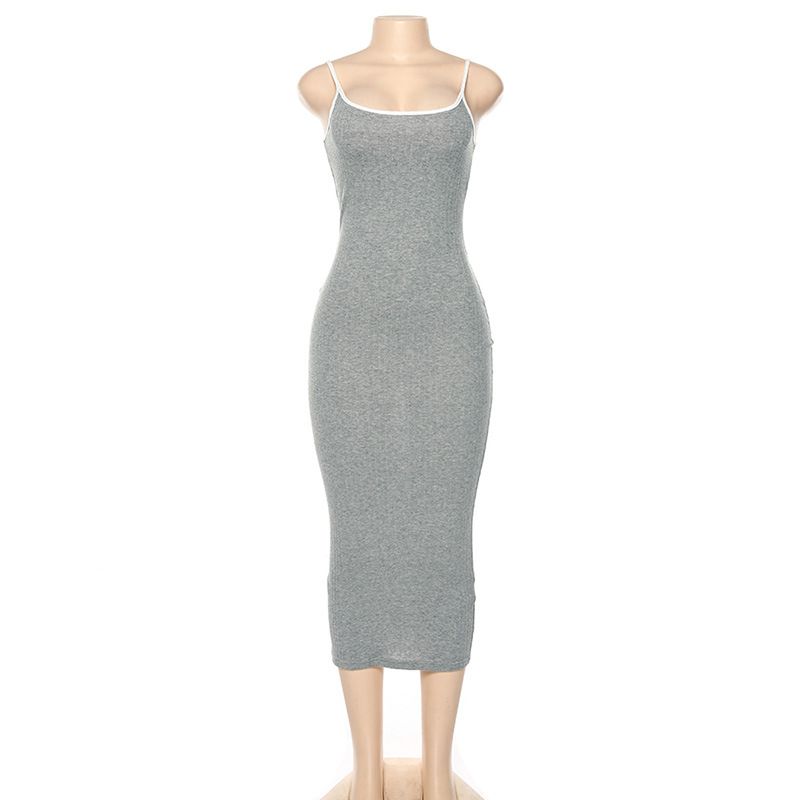 

Ina Fashion Color Contrast Backless Slim Fit Dress Sling Gray M