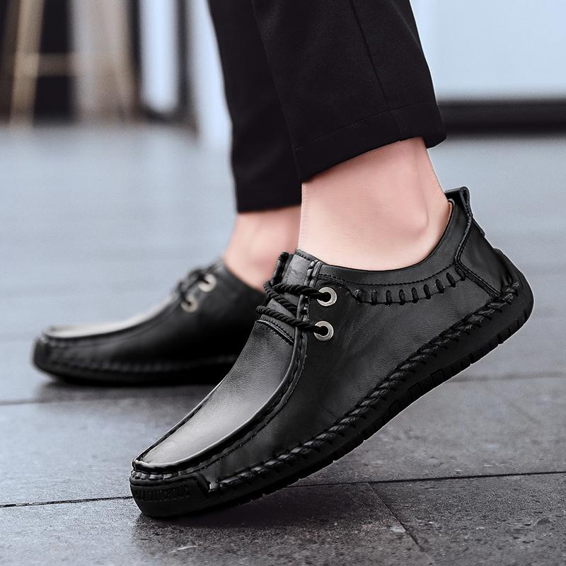 FashionMen Leather Shoes Casual Handmade Soft Men Sneakers Breathable Driving Shoes Designer Men Loafers Dropship Moccasins Shoes 38-48